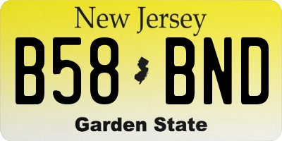 NJ license plate B58BND