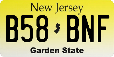 NJ license plate B58BNF