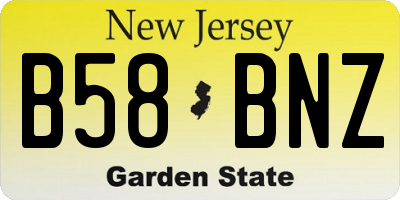 NJ license plate B58BNZ