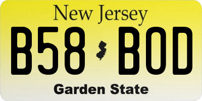 NJ license plate B58BOD