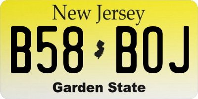 NJ license plate B58BOJ