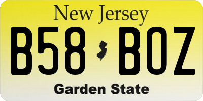 NJ license plate B58BOZ