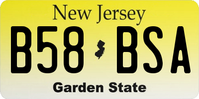 NJ license plate B58BSA