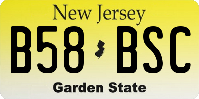 NJ license plate B58BSC