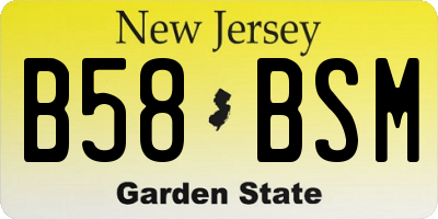 NJ license plate B58BSM