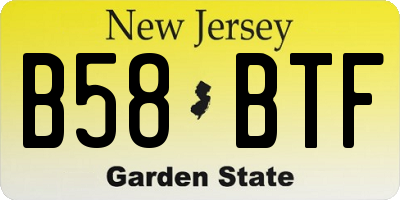 NJ license plate B58BTF