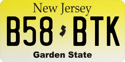 NJ license plate B58BTK