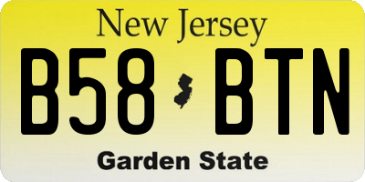 NJ license plate B58BTN