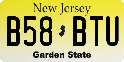 NJ license plate B58BTU