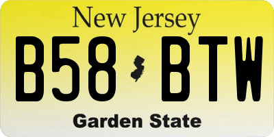 NJ license plate B58BTW