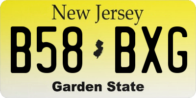 NJ license plate B58BXG