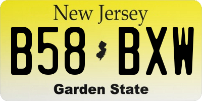 NJ license plate B58BXW