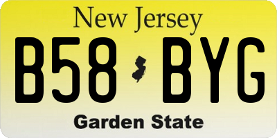 NJ license plate B58BYG