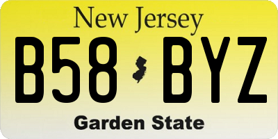 NJ license plate B58BYZ