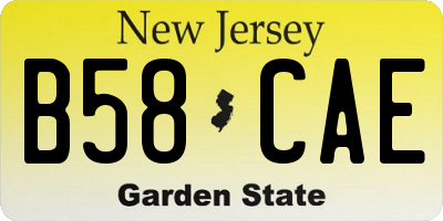 NJ license plate B58CAE