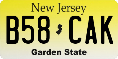 NJ license plate B58CAK
