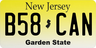 NJ license plate B58CAN