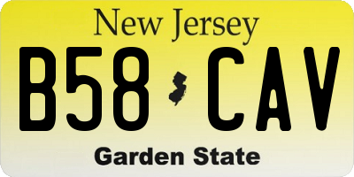 NJ license plate B58CAV