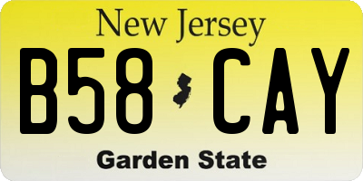 NJ license plate B58CAY