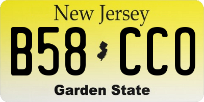 NJ license plate B58CCO