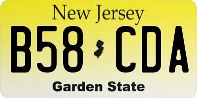 NJ license plate B58CDA