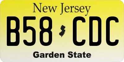 NJ license plate B58CDC