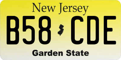 NJ license plate B58CDE