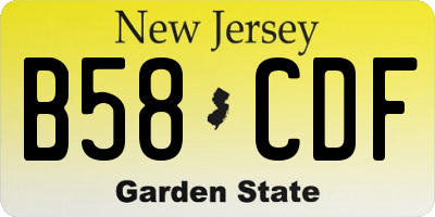 NJ license plate B58CDF