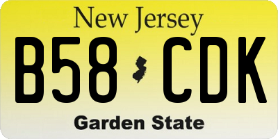 NJ license plate B58CDK