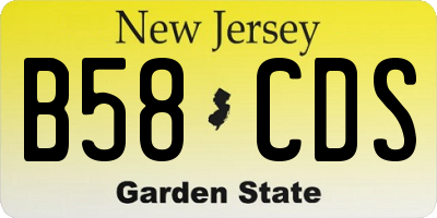 NJ license plate B58CDS
