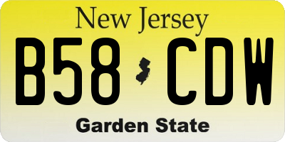 NJ license plate B58CDW