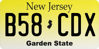 NJ license plate B58CDX
