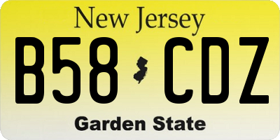 NJ license plate B58CDZ
