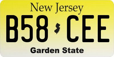 NJ license plate B58CEE