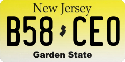 NJ license plate B58CEO
