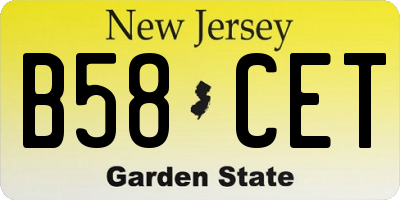 NJ license plate B58CET