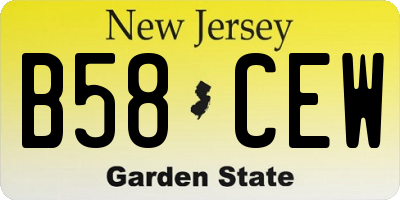 NJ license plate B58CEW