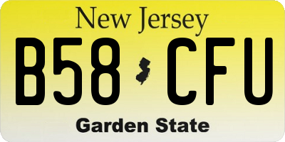 NJ license plate B58CFU