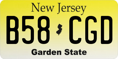 NJ license plate B58CGD