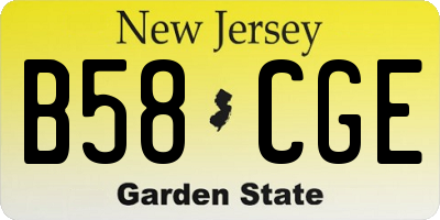 NJ license plate B58CGE