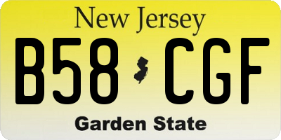 NJ license plate B58CGF