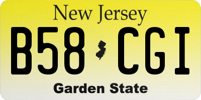 NJ license plate B58CGI