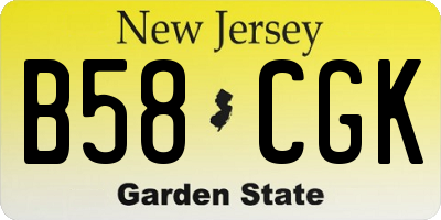 NJ license plate B58CGK