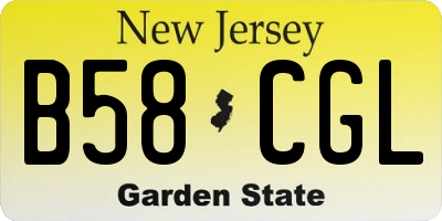 NJ license plate B58CGL
