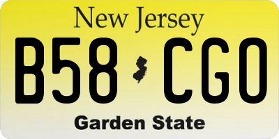 NJ license plate B58CGO