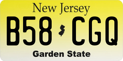 NJ license plate B58CGQ