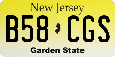 NJ license plate B58CGS