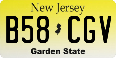 NJ license plate B58CGV