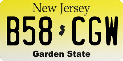 NJ license plate B58CGW