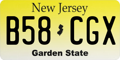 NJ license plate B58CGX
